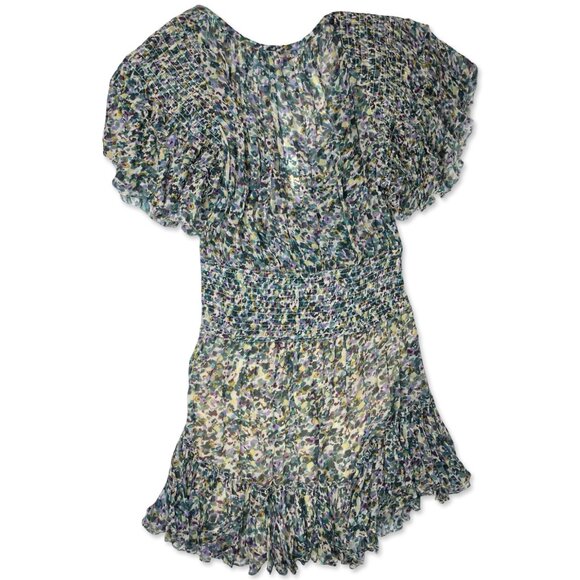 Isabel Marant Étoile Florise Smocked Floral Mini Dress – Green Multi - Picture 5 of 16